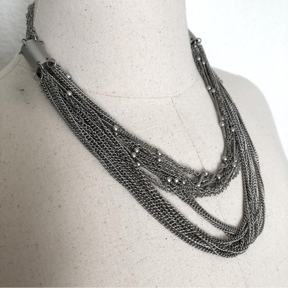 Silver Tone Multi Strand Necklace VTG - Picture 2 of 7